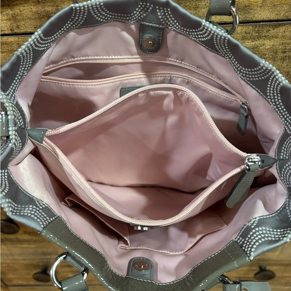 Coach Gray Ashley Dotted Op Carryall Bag‎